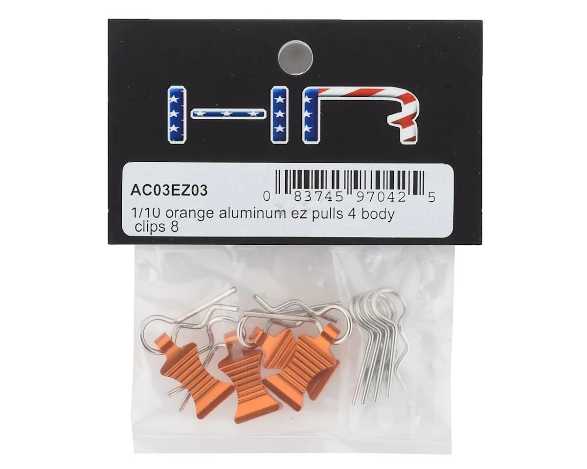 Hot Racing 1/10 Aluminum EZ Pulls W/Body Clips (Orange) (4) 2 Hot Racing 1/10 Aluminum EZ Pulls W/Body Clips (Orange) (4) - Image 2