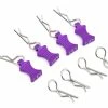 Hot Racing 1/10 Aluminum EZ Pulls W/Body Clips (Purple) (4)